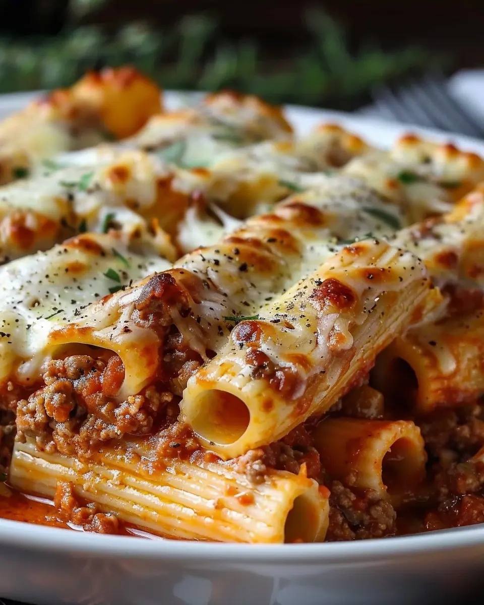 Baked Rigatoni Stuffed with Beef Ragu: Easy Comfort Food Delight
