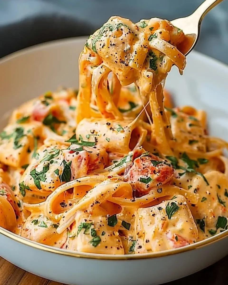 Creamy Tomato Garlic Pasta with Turkey Bacon and Fresh Herbs