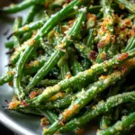 Crispy Garlic Parmesan Roasted Green Beans