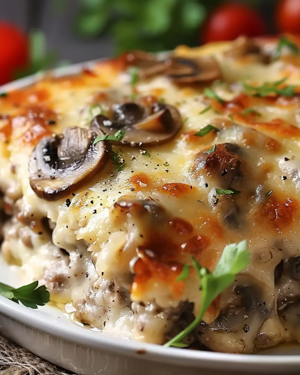 Mushroom and Swiss Burger Casserole: Easy Comfort Food Delight