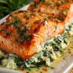 Stuffed Salmon with Cream Cheese & Spinach