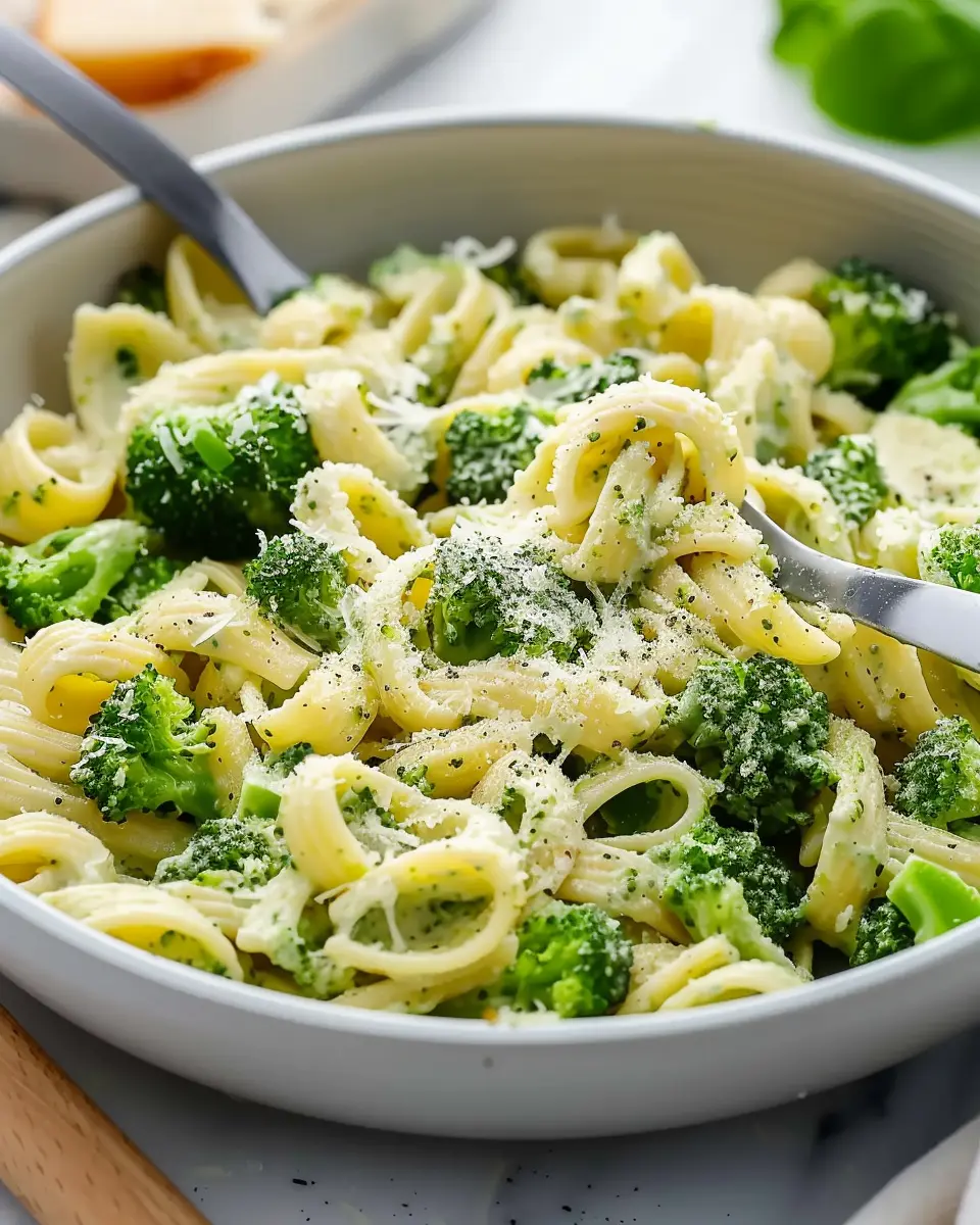 Light and Healthy Broccoli Pasta with Turkey Bacon and Chicken Ham