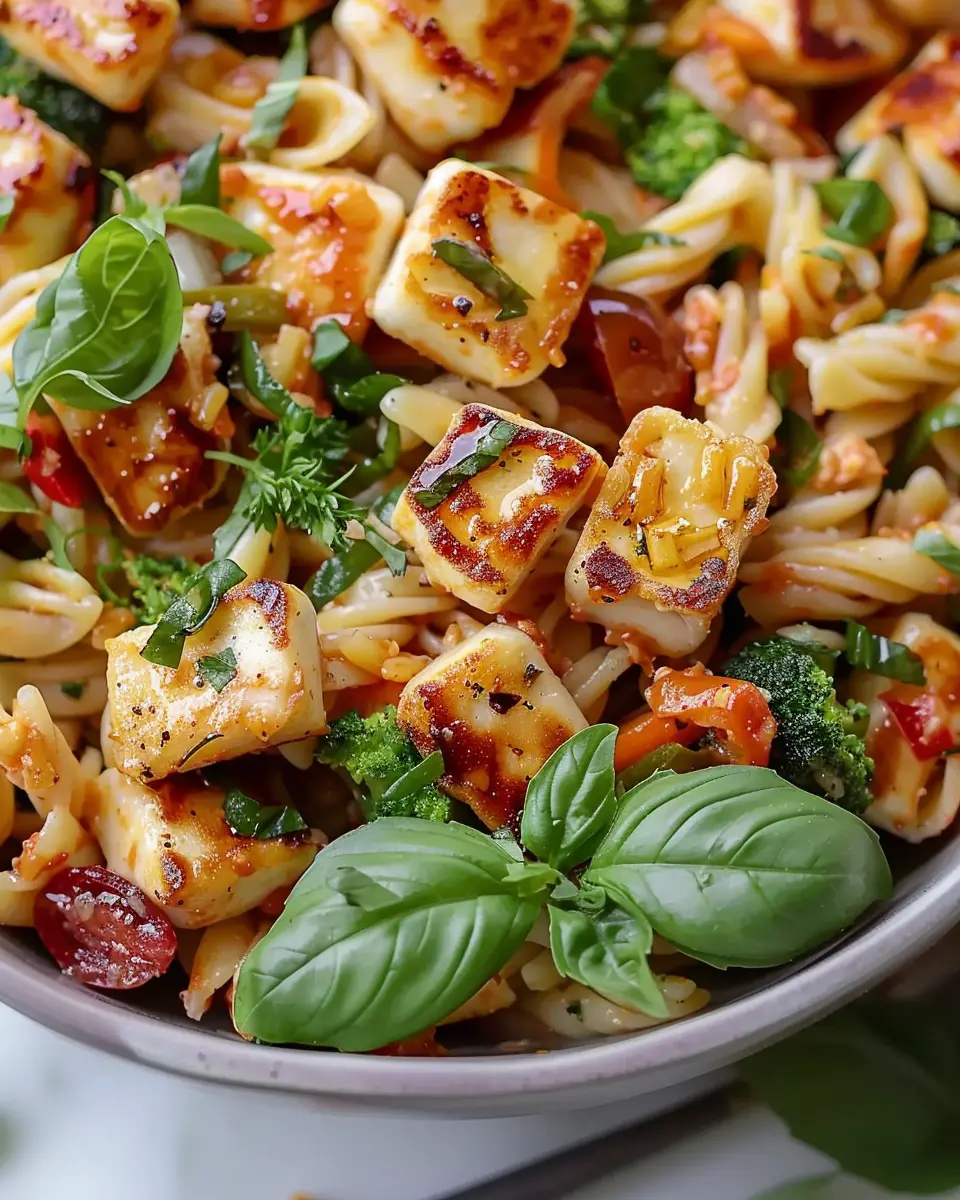 Colorful Halloumi Pasta Salad: A Fresh Twist on Your Dinner Table