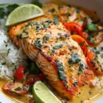 One-Pan Coconut Curry Salmon with Garlic Butter