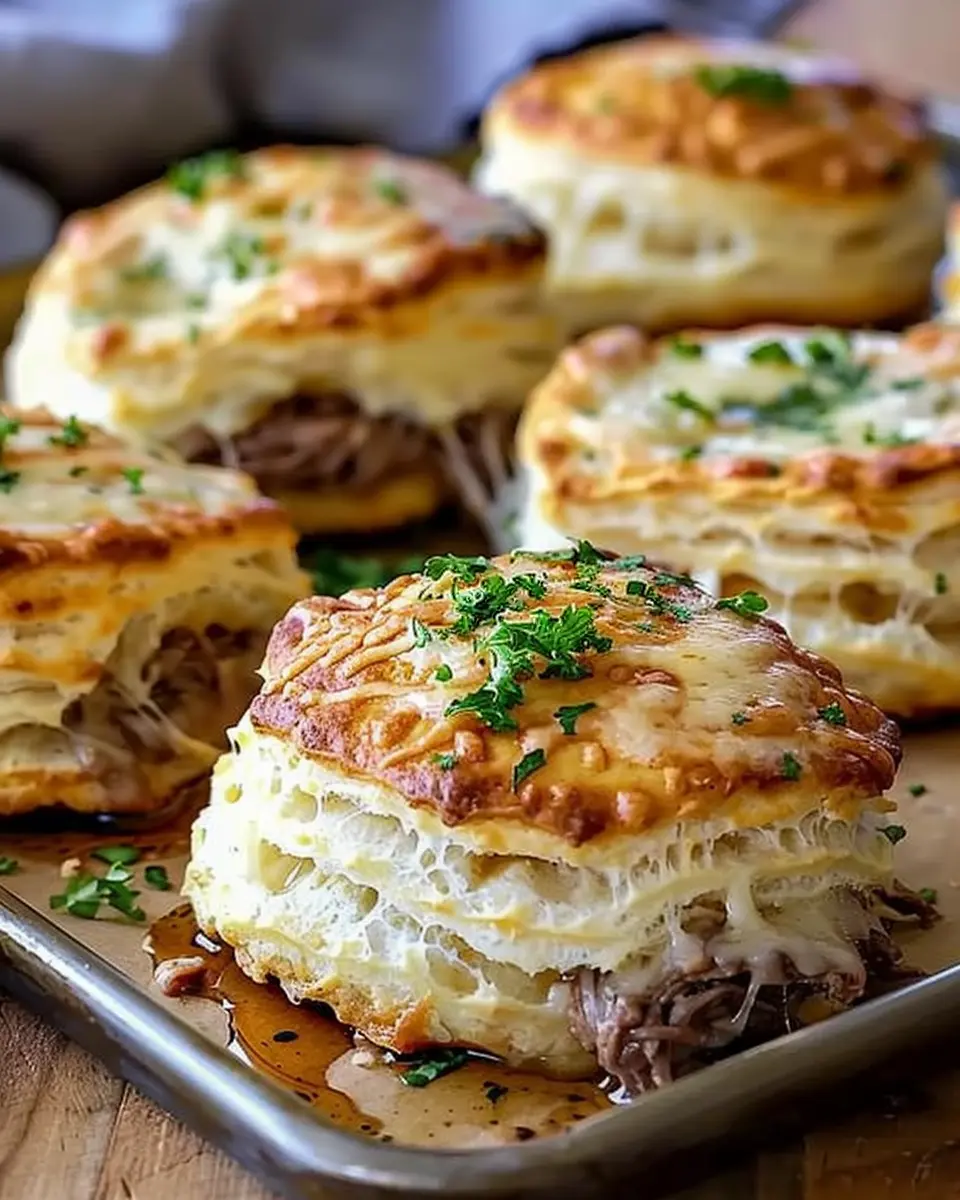 Baked French Dip Biscuits: Easy Turkey Bacon & Chicken Ham Delight