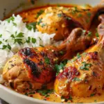 Creamy Paprika Chicken Drumsticks with Steamed Rice