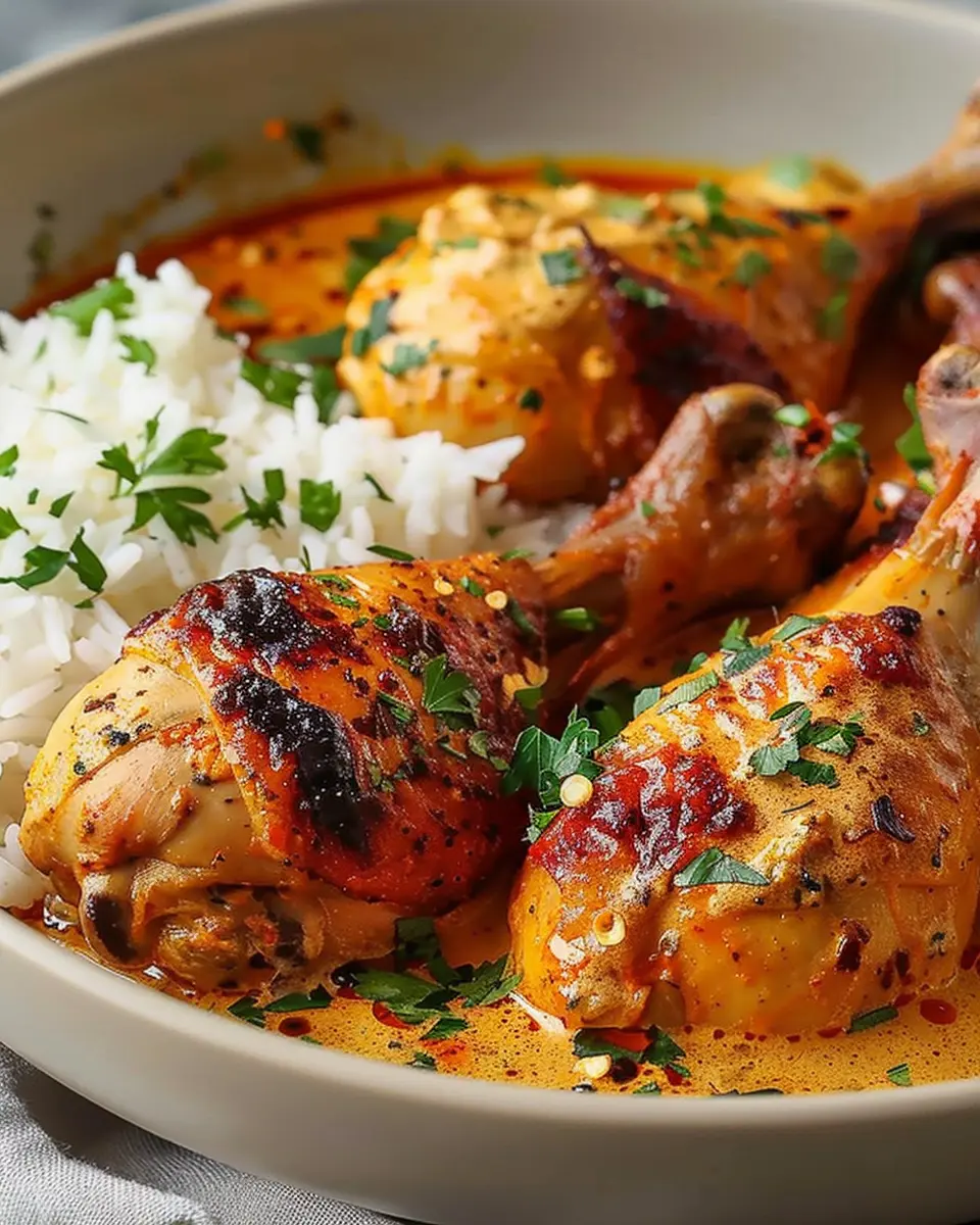 Creamy Paprika Chicken Drumsticks: Indulgent Comfort with Rice