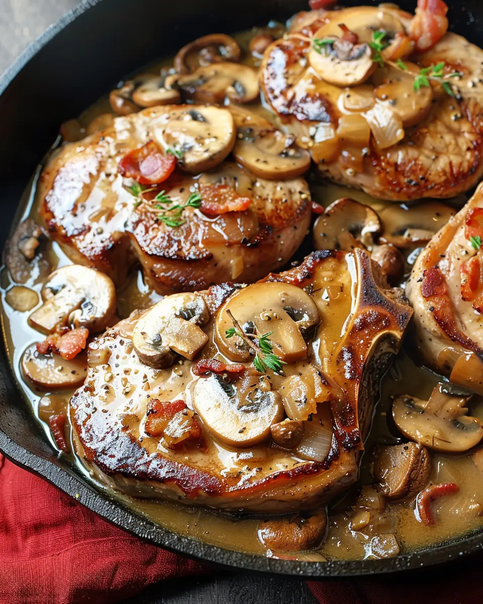 Bacon Mushroom Pork Chops: Juicy Beef Delight for Dinner