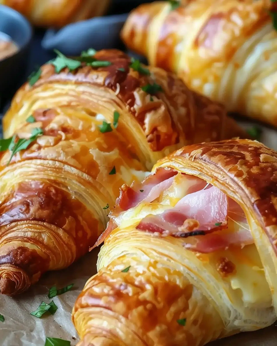 Baked Ham and Cheese Croissants with Turkey Bacon: A Simple Indulgence