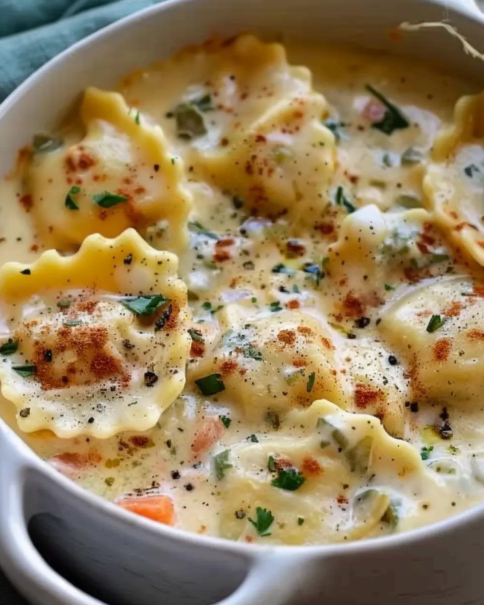 Creamy Tuscan Ravioli Soup with Turkey Bacon: An Indulgent Delight